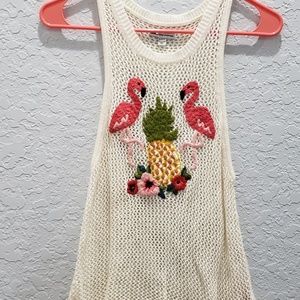 Knit embroidered tank top